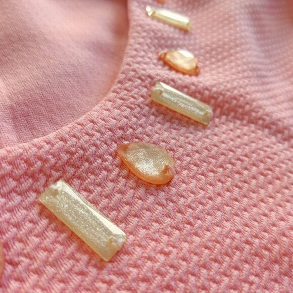PERCEPTIONS Woman Textured Peach Cropped Embellished Cardigan Blazer Size 3X - Picture 4 of 6